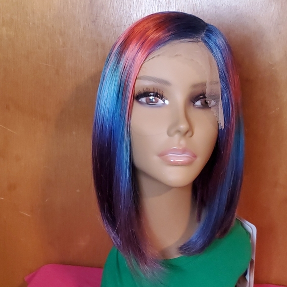 Multicolor Lace Front Bob Wig - Picture 3 of 8